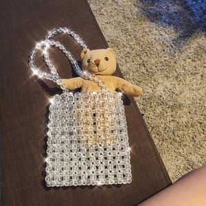Transparent acrylic beaded handbag